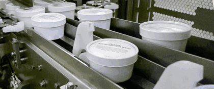 Food product indexed in washdown packaging machine